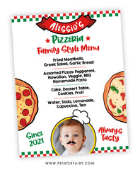 Pizza Birthday Party Menu