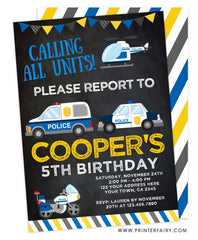 Police Cars Birthday Invitation