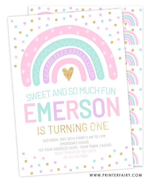 Rainbow Birthday Party Invitation