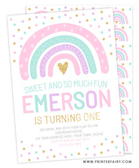 Rainbow Birthday Party Invitation