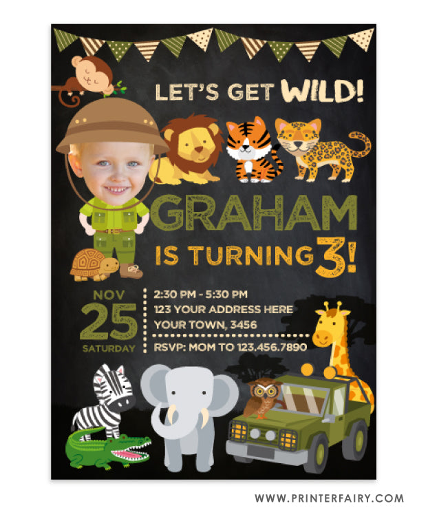 Safari Party Invitation with Photo