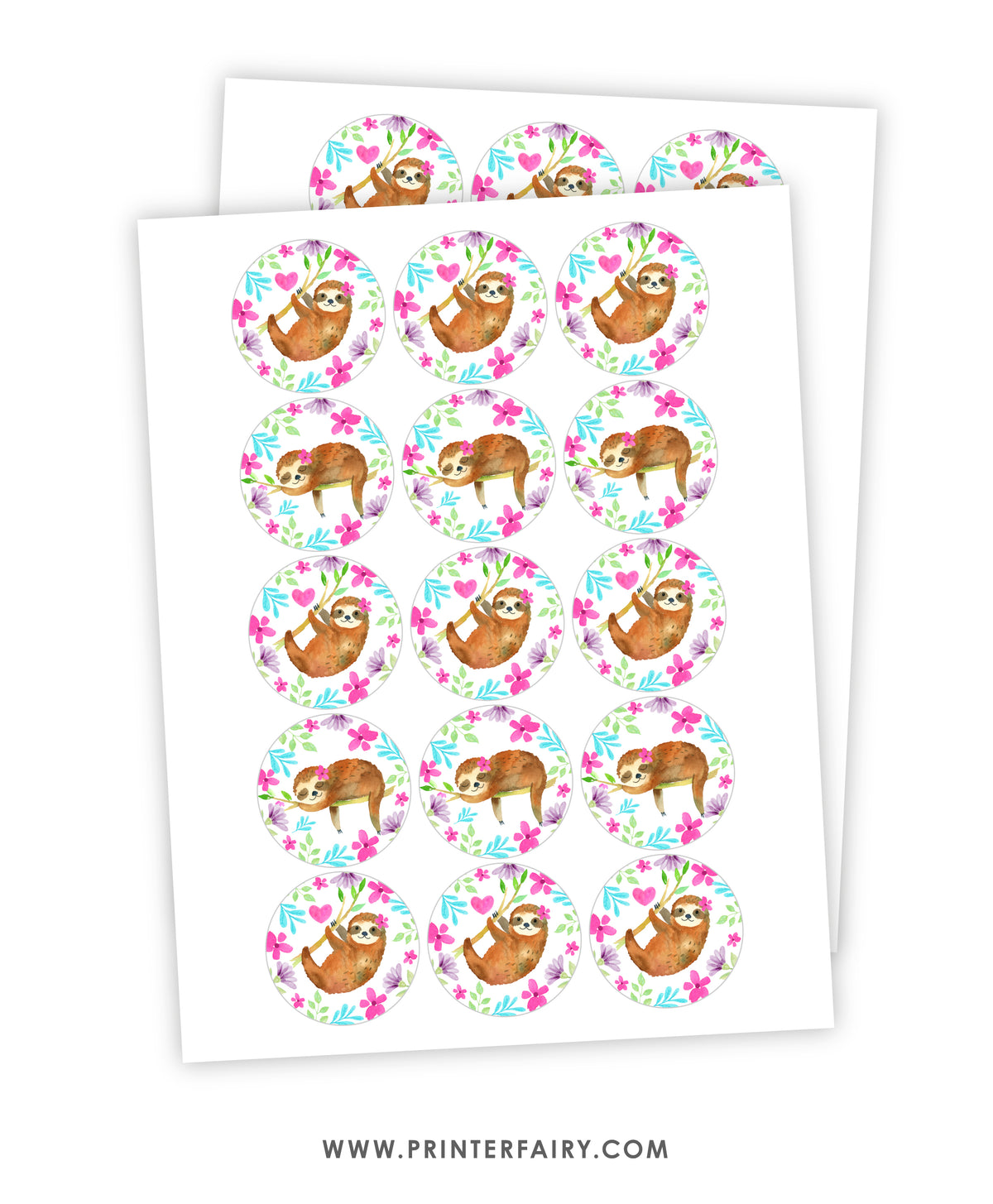 Sloth Printable Toppers