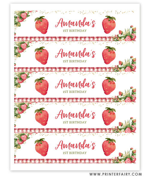 Strawberry Water Bottle Labels