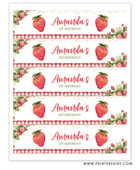 Strawberry Water Bottle Labels