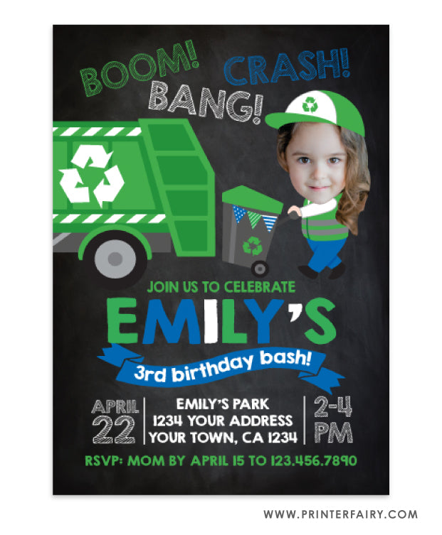 Trash Truck Invitation with Photo