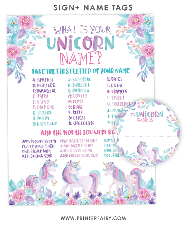 Unicorn Name Printable Game