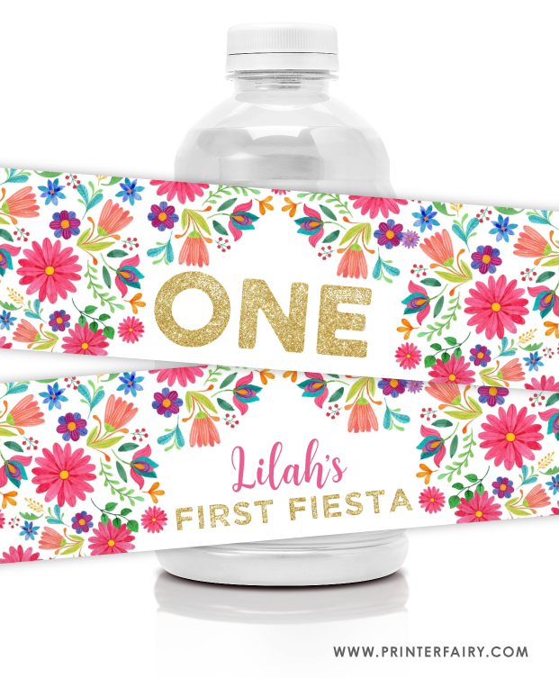 Fiesta Floral Water Bottle Labels