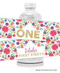 Fiesta Floral Water Bottle Labels