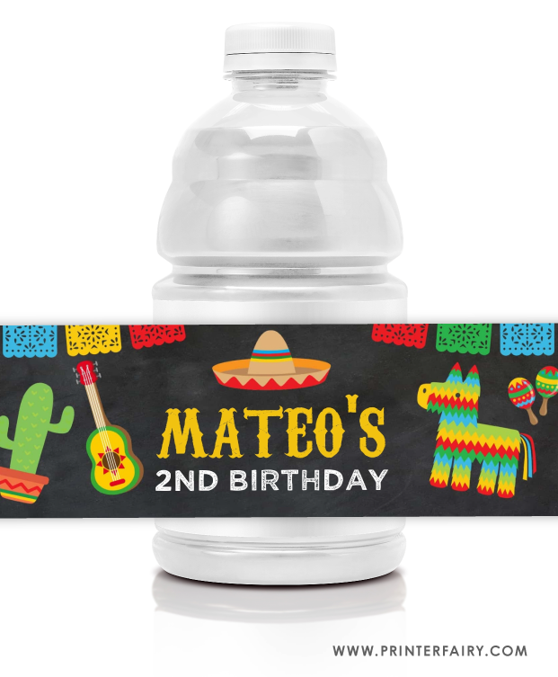 Fiesta Water Bottle Labels