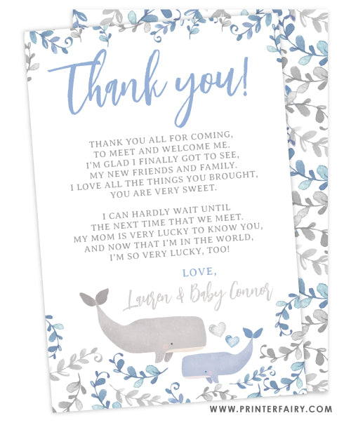 Whale Thank You Card