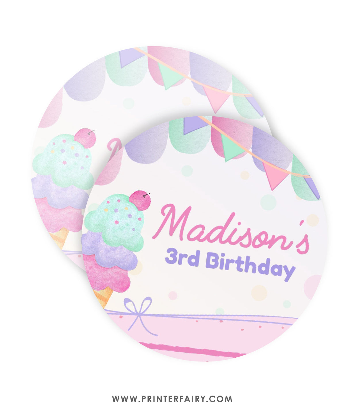 Ice Cream Birthday Party Toppers