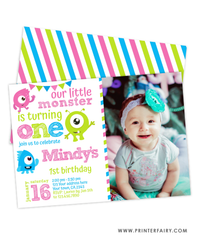 Little Monster Birthday Party Invitation with Photo