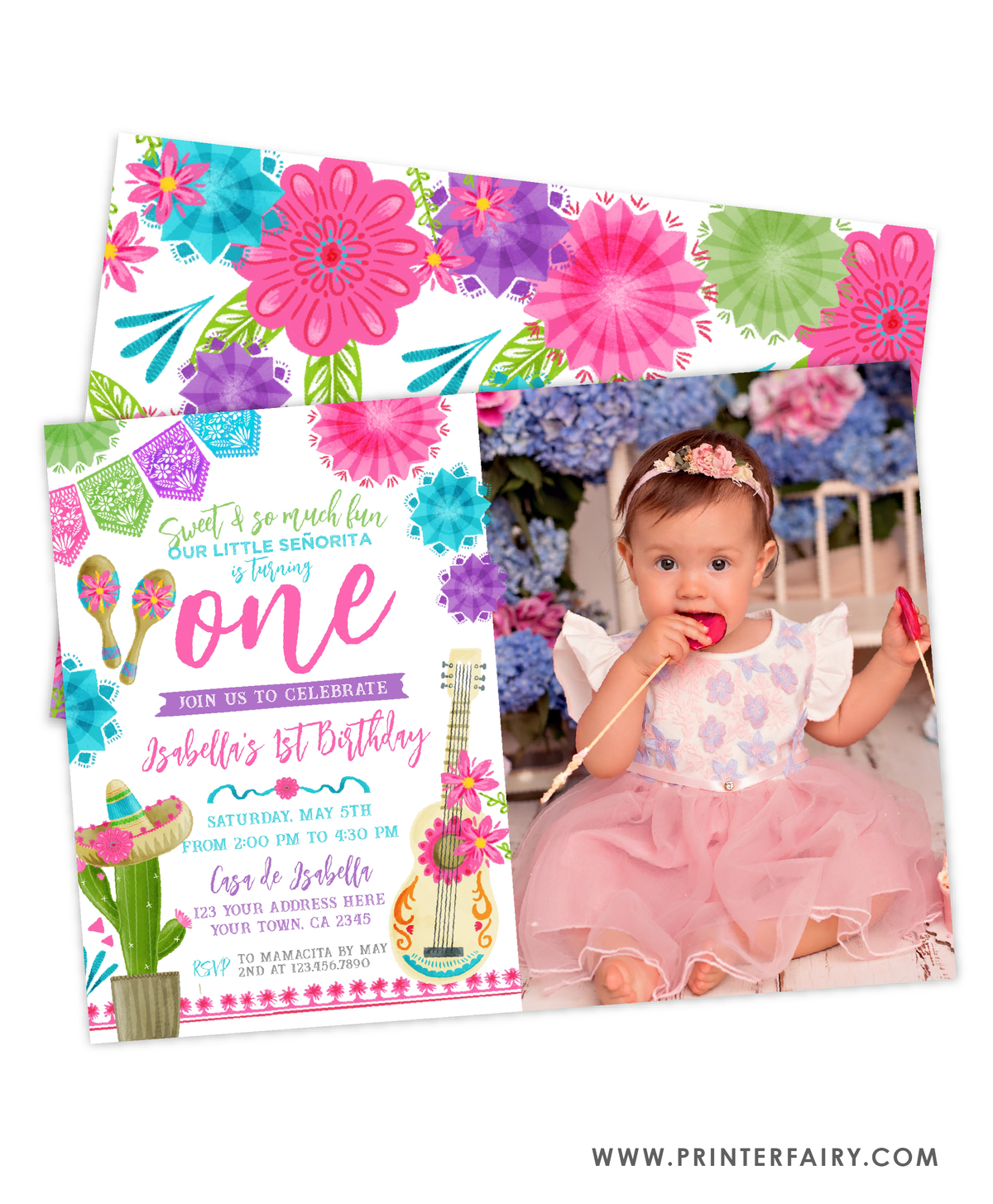 Fiesta First Birthday Invitation with Photo