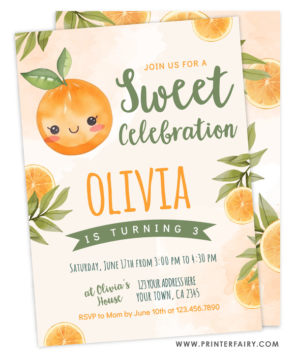 Sweet Orange Birthday Party Invitation