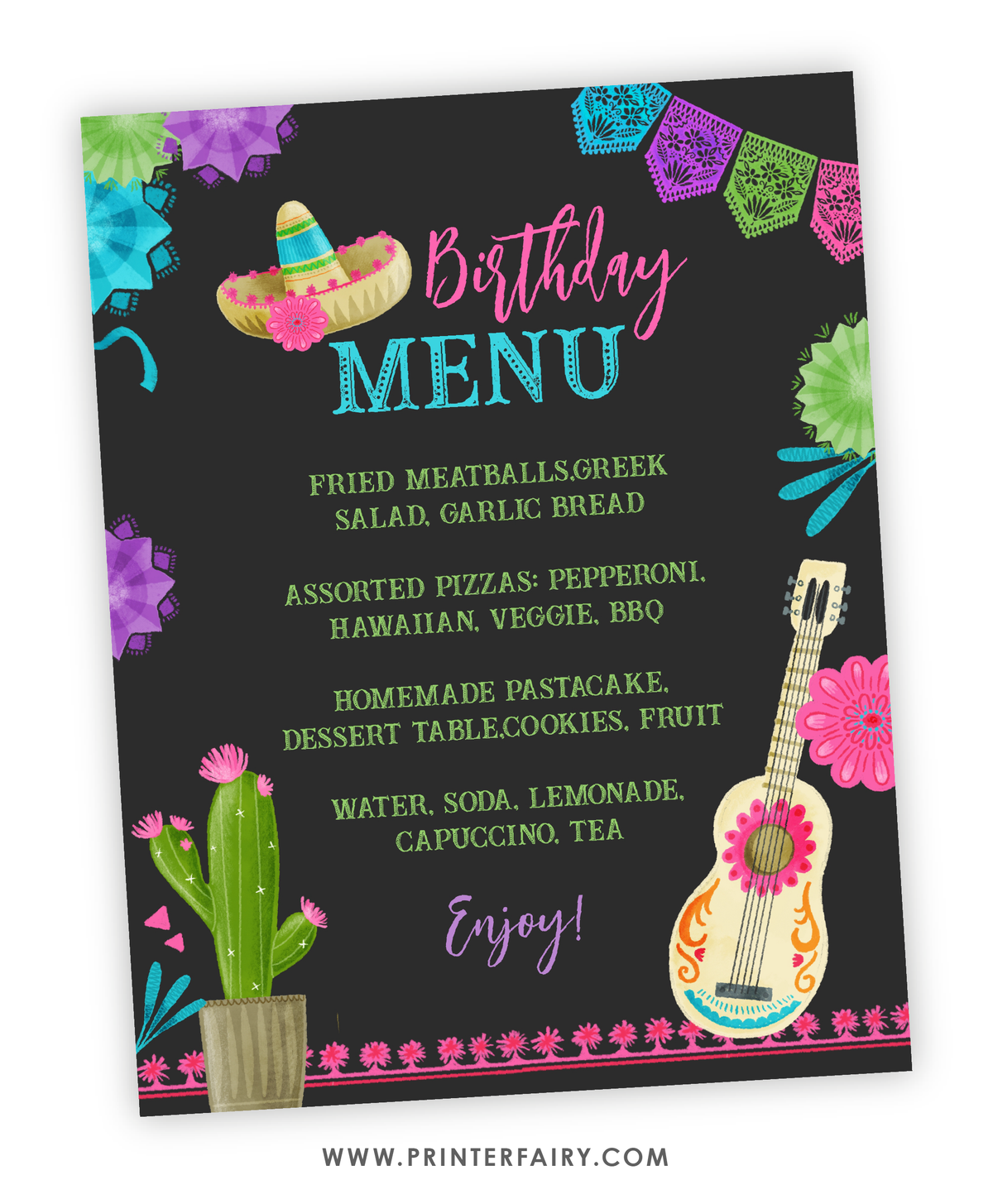 Fiesta Birthday Party Menu