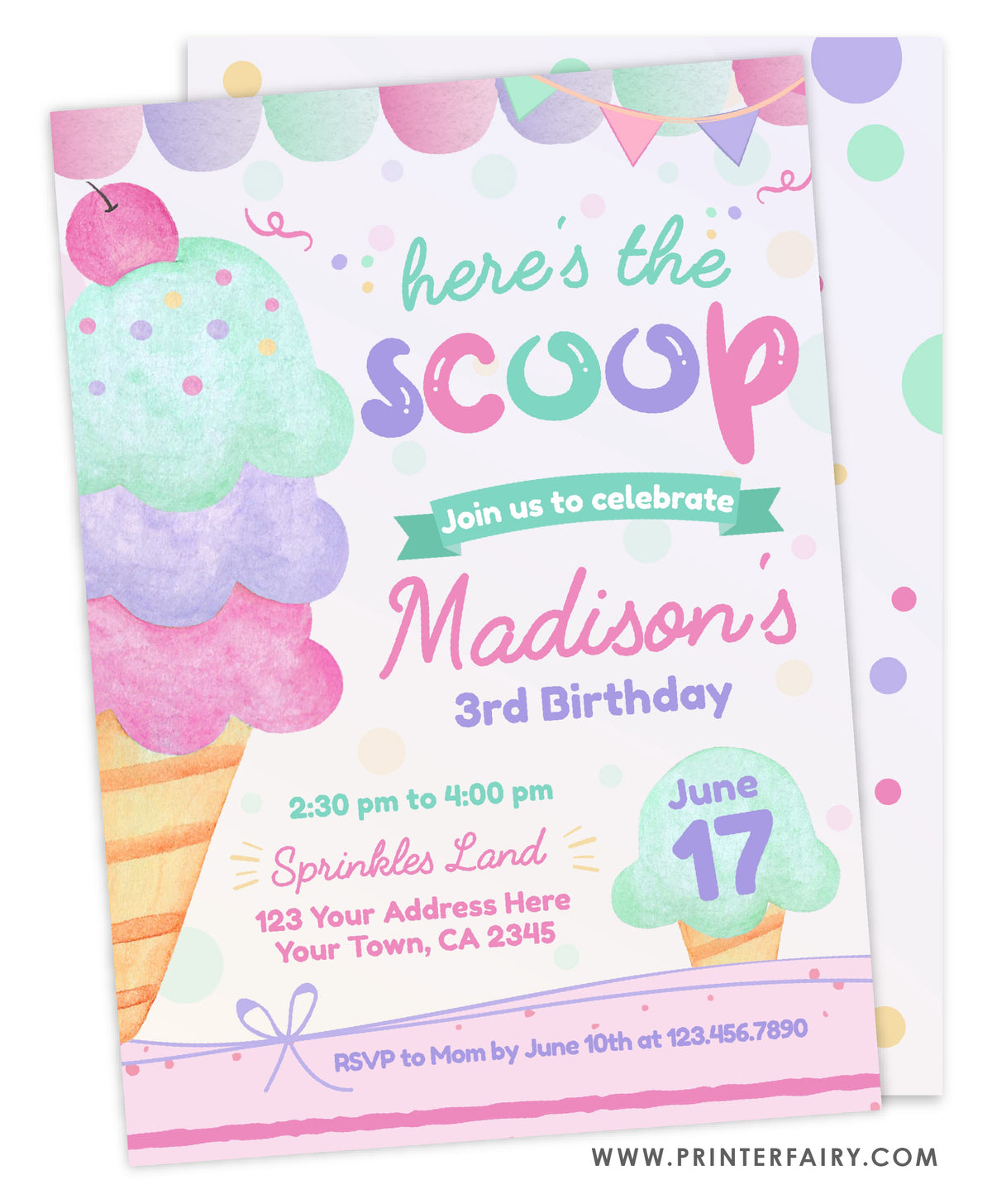 Ice Cream Birthday Invitation