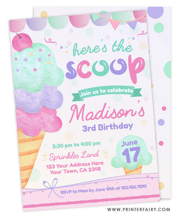 Ice Cream Birthday Invitation