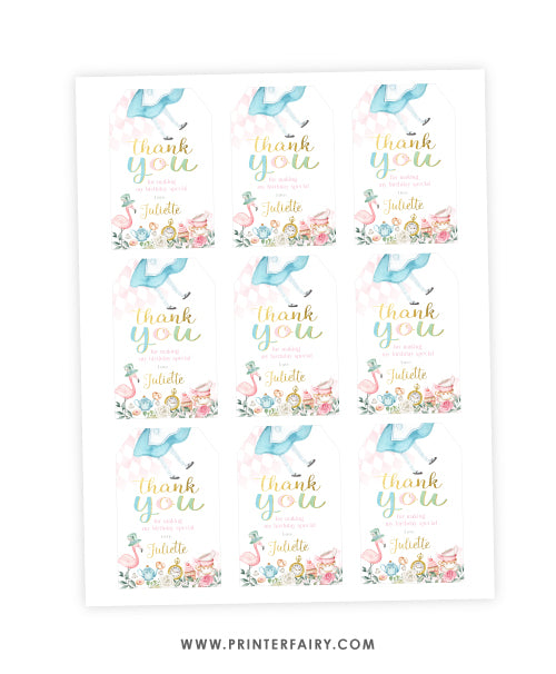 Alice in ONEderland Favor Tags
