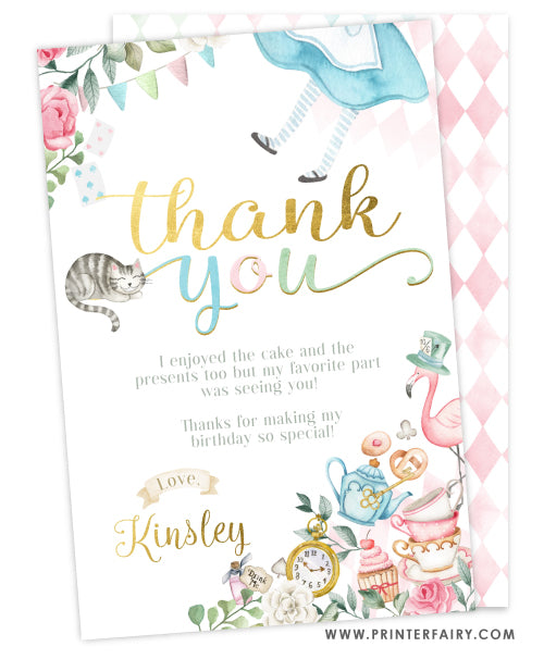 Alice in Wonderland Thank You Card