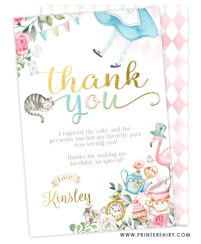 Alice in Wonderland Thank You Card