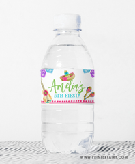 Fiesta Birthday Water Bottle Label