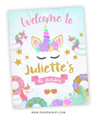 Unicorn Pool Birthday Party Welcome Sign