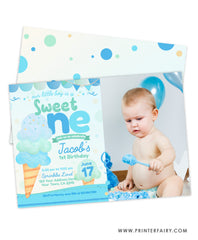 Ice Cream First Birthday Invitation with Photo