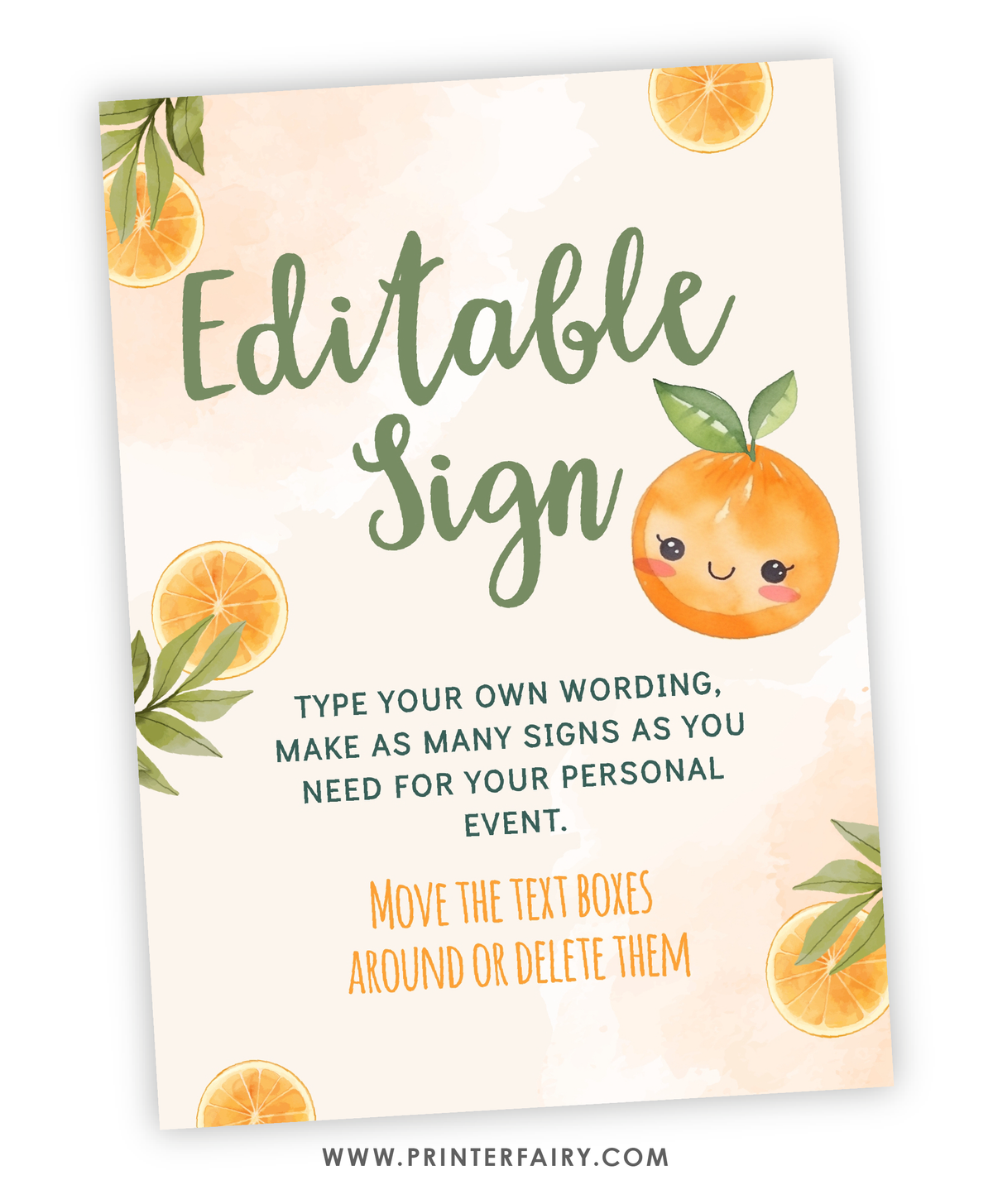 Sweet Orange Birthday Party Editable Sign