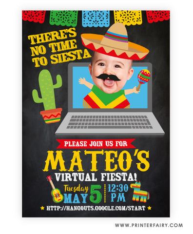 Baby Mariachi Virtual Fiesta Invitation with Photo