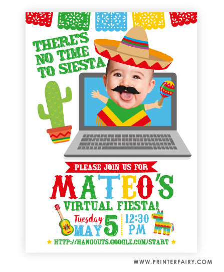 Baby Mariachi Virtual Fiesta Invitation with Photo
