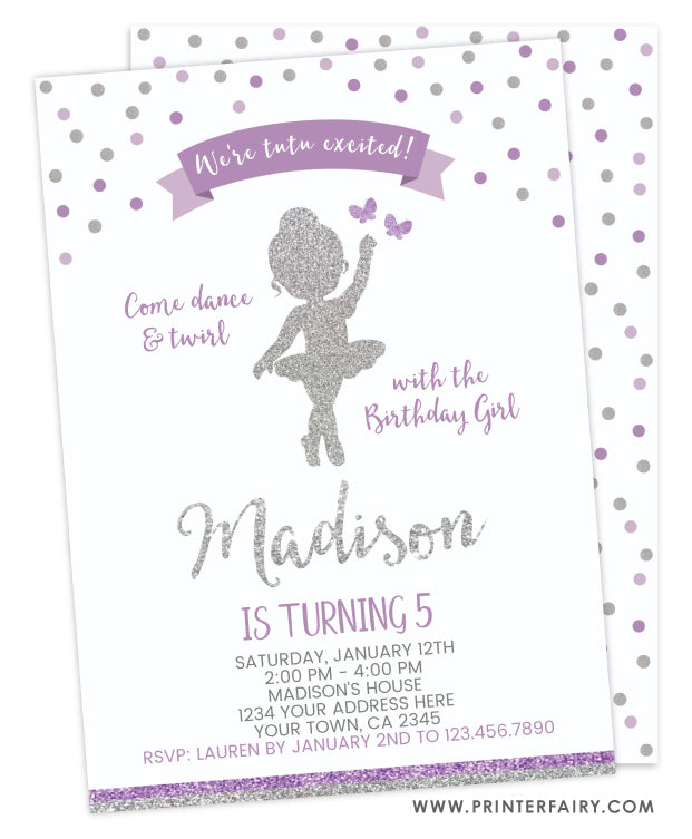 Ballerina Birthday Party Invitation