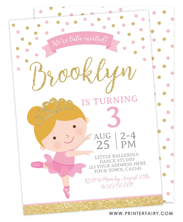 Ballerina Birthday Party Invitation