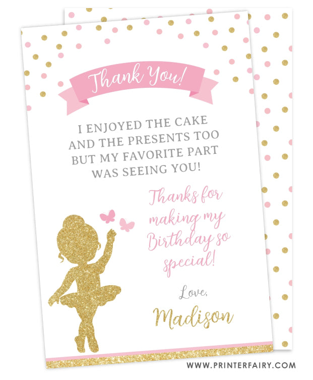 Ballerina Thank You Card