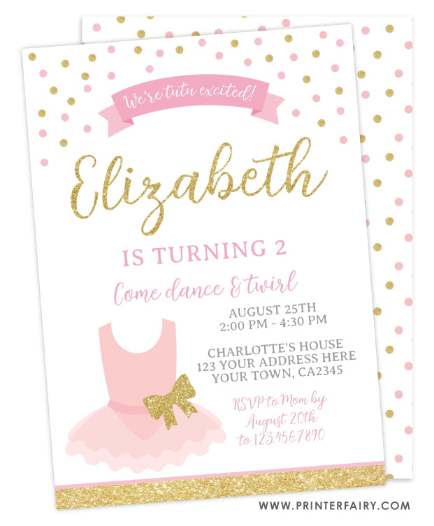 Ballerina Birthday Party Invitation