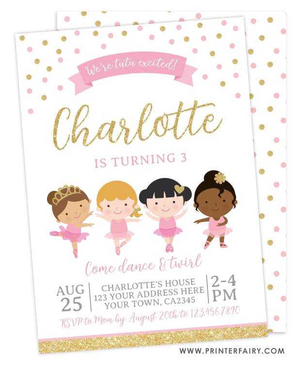 Ballerinas Birthday Party Invitation