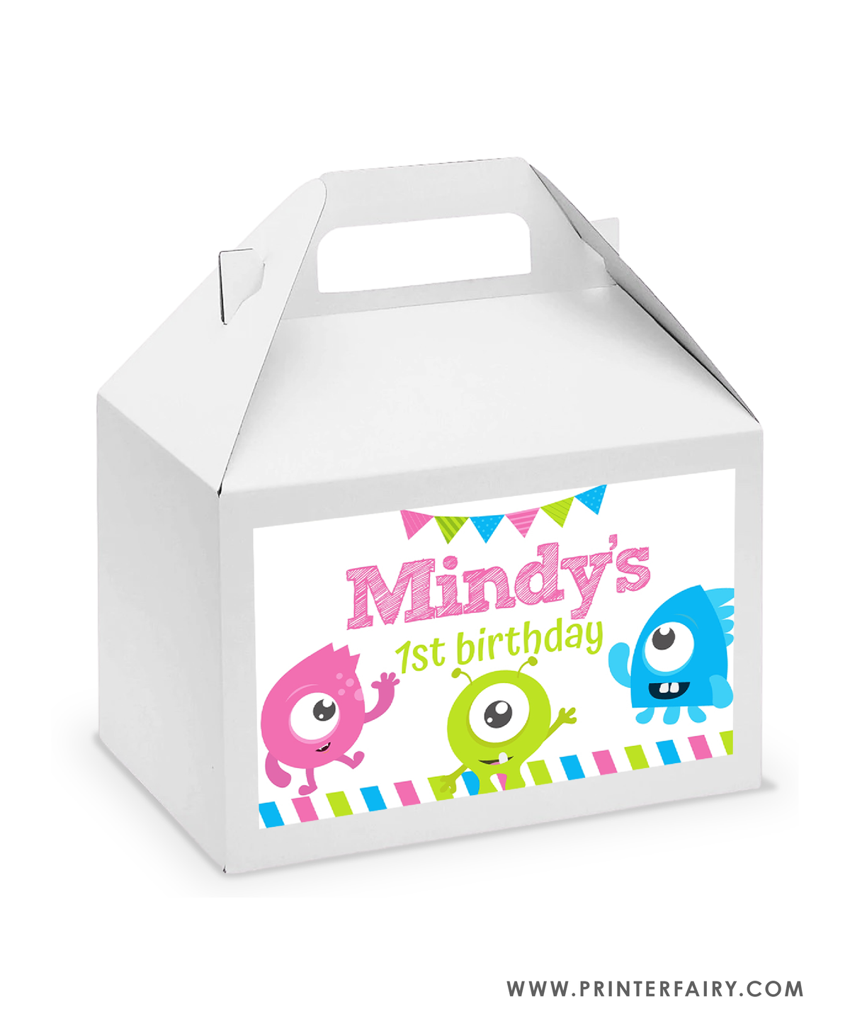 Little Monster Birthday Party Gable Box Label