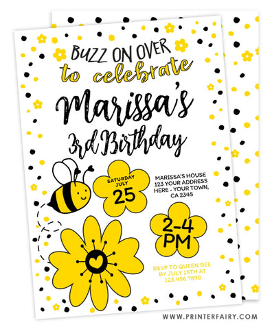 Bee Birthday Invitation