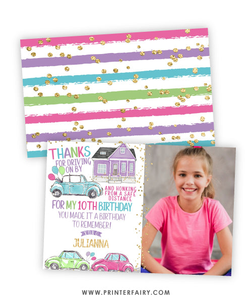 Birthday Parade Thank you card with photo