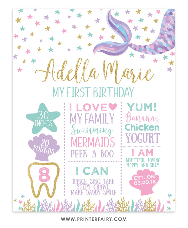 Mermaid Birthday Board