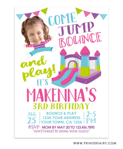 Bounce House Birthday Invitation with Photo