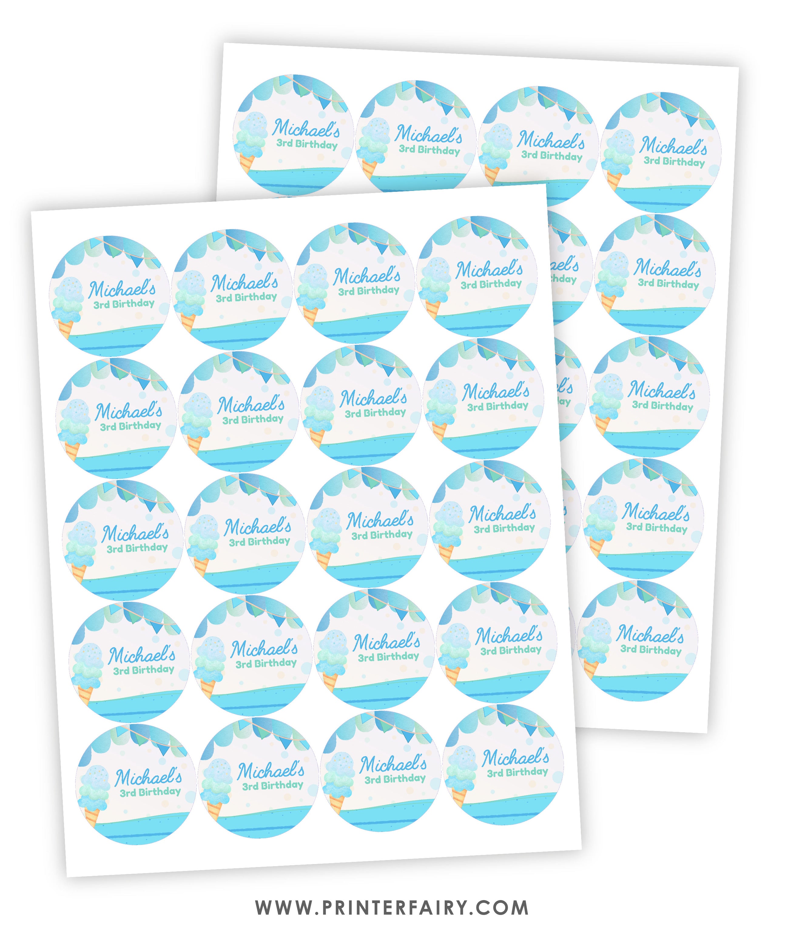 Ice Cream Birthday Party Toppers