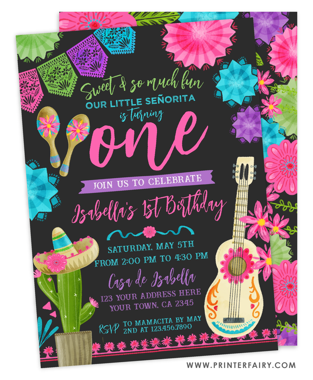 Fiesta First Birthday Party Invitation