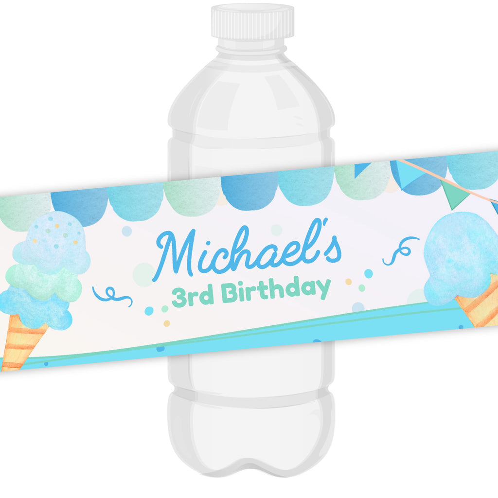 Ice Cream Birthday Water Bottle Label – PrinterFairy