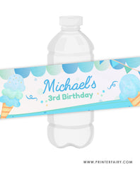 Ice Cream Birthday Water Bottle Label