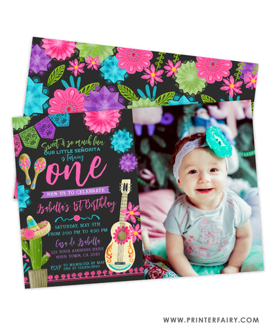 Fiesta First Birthday Party Invitation with Photo