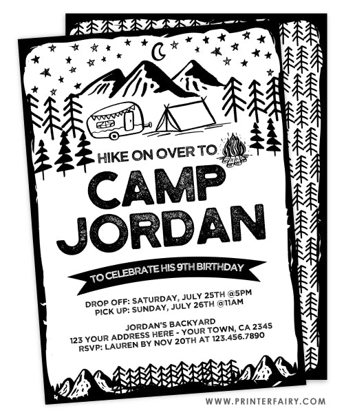 Camping Birthday Invitation