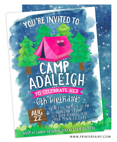 Camping Birthday Invitation