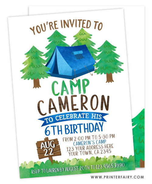 Camping Birthday Invitation