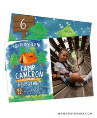 Camping Birthday Invitation with Photo