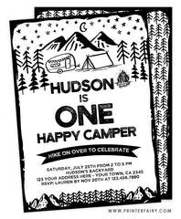 Camping First Birthday Invitation